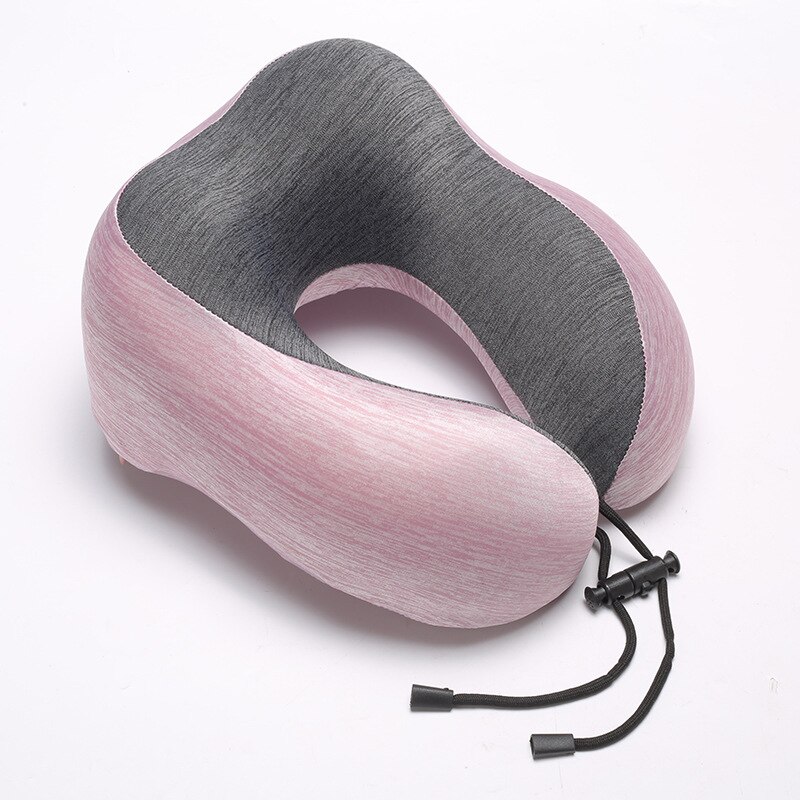 Almohada de espuma de memoria en forma de U para el cuidado de la salud Cervical, almohada suave de viaje, almohada para avión, cojín azul para el cuello: pink
