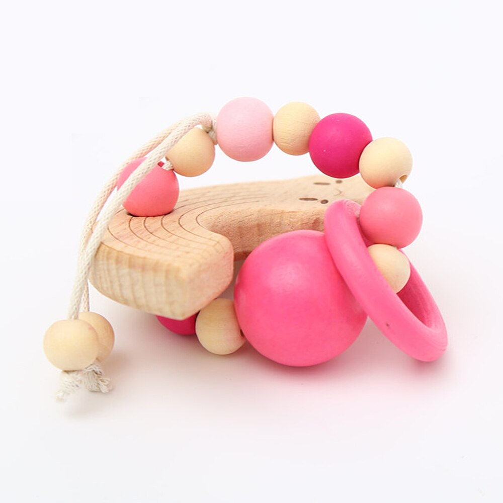 1Pc Hout Armband Dier Vormige Baby Organische Houten Siliconen Kralen Baby Molaire Speelgoed Voor Kids