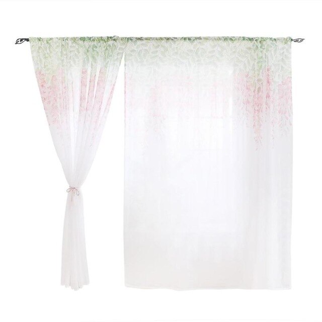 Cortina para ventana y puerta de 2 estilos, cortina transparente para ventana y puerta, con cenefas, para sala de estar, decoración del hogar, cenefas de gasa transparentes: B
