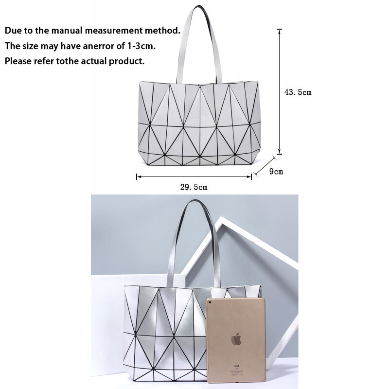 #39 nacht lichtgevende onregelmatige geometrische damestas variabele opvouwbare schoudertassen grote capaciteit draagtassen