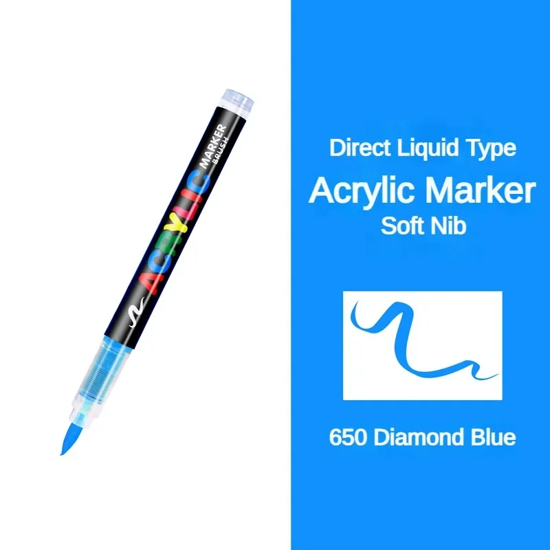 16 Colors Direct-liquid Acrylic Pens Paint Brush Marker Pen for Rock Painting Stone Ceramic Glass DIY Stationery Art Supplies: Lavender
