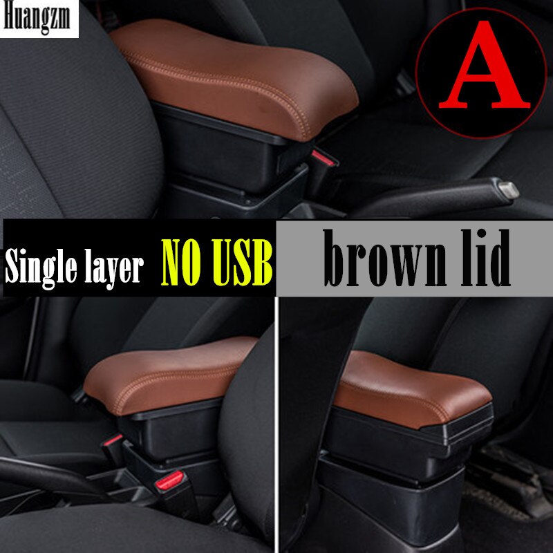 For Toyota Yaris Armrest For Toyota Yaris hybrid Car Armrest box Retrofit parts Interior Storage box USB LED: A style Brown lid