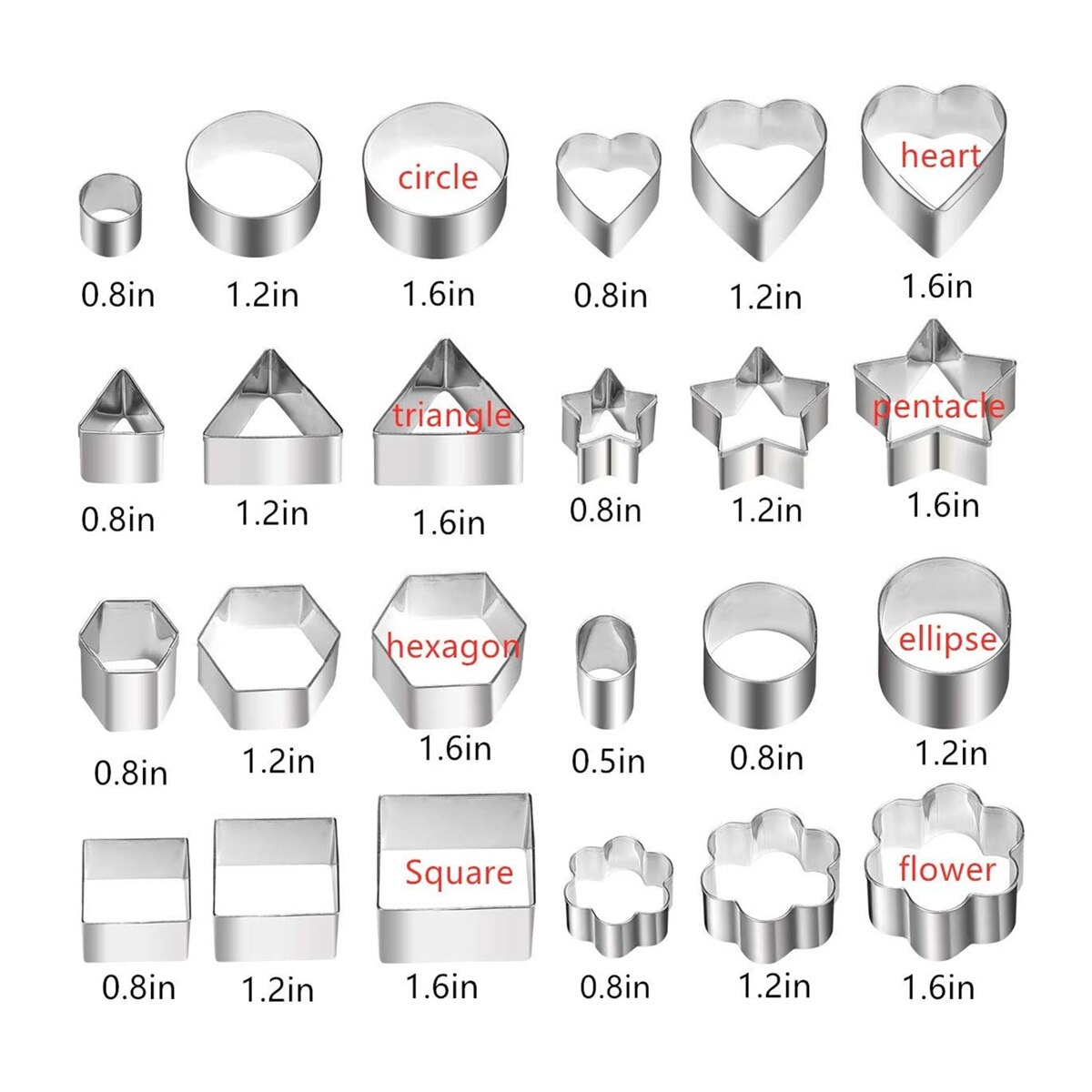 24 stk polymer ler smykker værktøj sæt geometrisk blomst/hjerte/firkant/cirkel/sekskant/stjerneform skæreskimmel diy keramikskærere