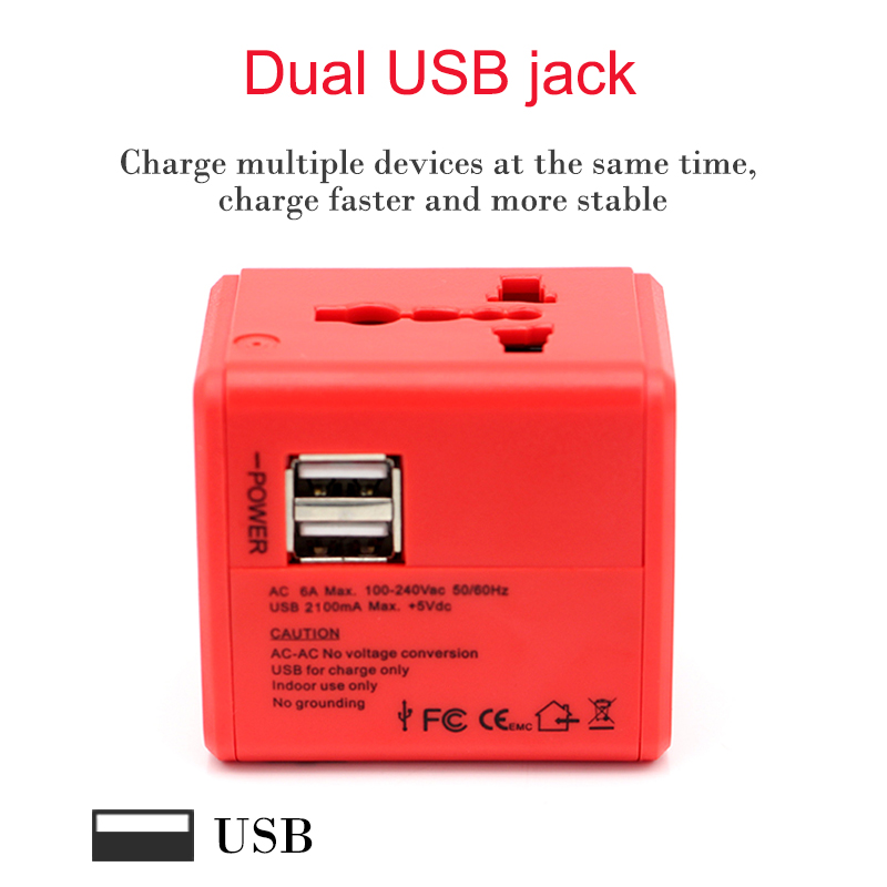 Elektrische Plug power Socket Adapter International Travel Adapter Alle-in-een rode Power Universele Adapter Wall Charger EU UK US AU