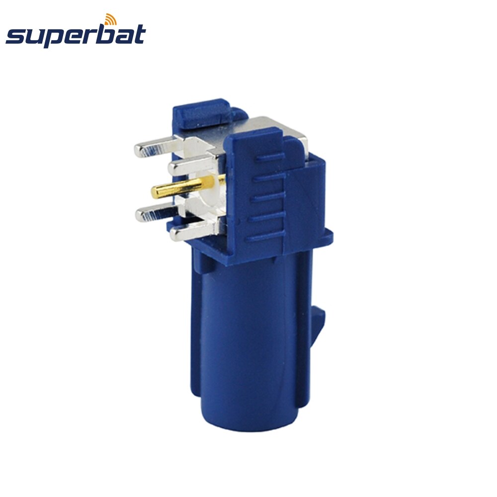Superbat 10 stk fakra c blå smb plugg hann pcb mount rettvinklet kontakt for gps rf kommunikasjonssystemer