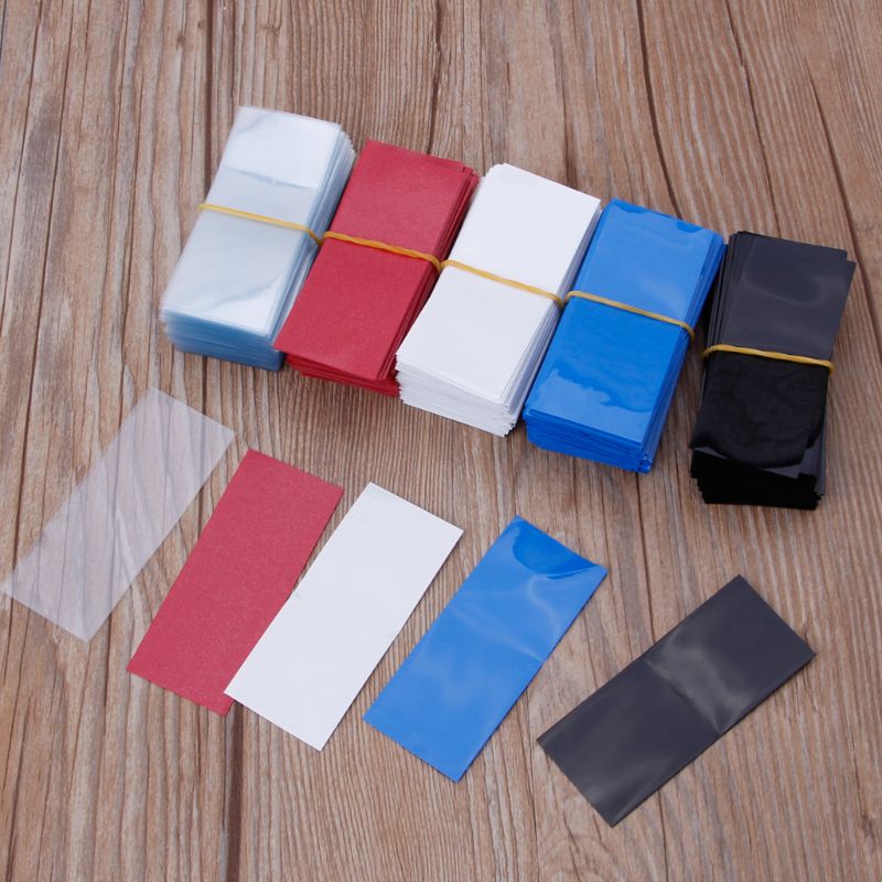 100pc platta pvc värmekrympslang batteriförpackning för 1 x 18650 batterikrympfilm
