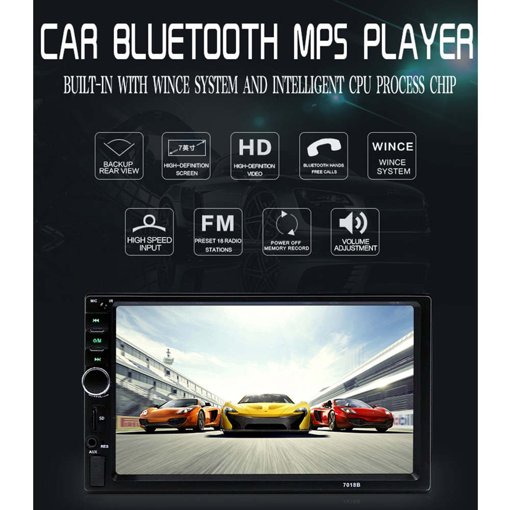 2 din Car Stereo 7" HD Car Radio Bluetooth FM Audio MP5 Player 2din Autoradio Support Rear View Camera 7018B Radio Car