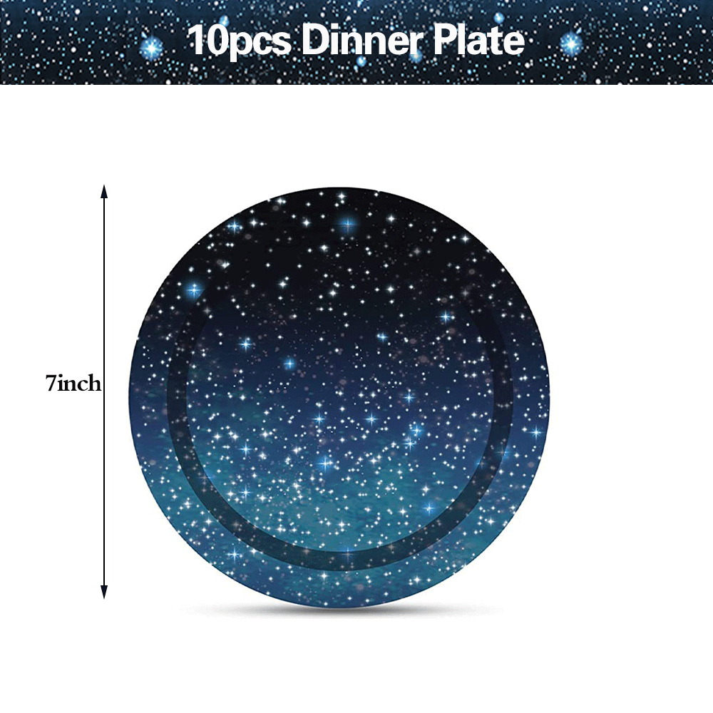 1set Galaxy Party Starry Night Tableware Set Outer Space Birthday Stars Party Table Decorations Solar System Paper Plate Napkins: Deep Sapphire