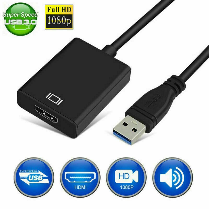 USB2 0 / 3.0 to HDMI &amp; VGA Supports Audio Output USB to HDMI 1080P Computer Host to TV For PC Laptop HDTV Monitor Projector
