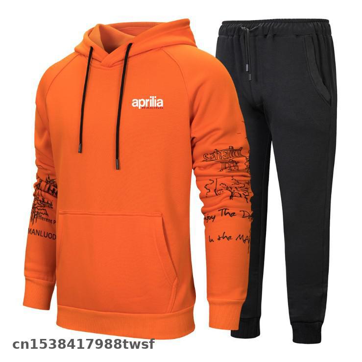 nuevos hombres de set de fútbol cremallera Sudadera con capucha + Pantalones de dos piezas chándal Casual de Hombre Ropa Deportiva de aprilia racing traje de sudor: L / 2