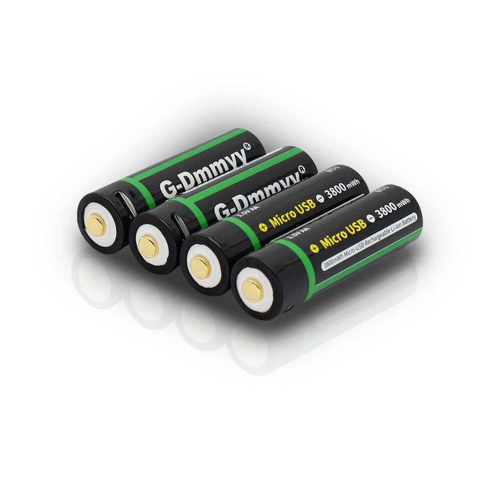 1.5V AA Rechargeable Battery 3800mWh USB Rechargeable Lithium Li-ion Polymer Battery Quick Charging by Micro USB Cable