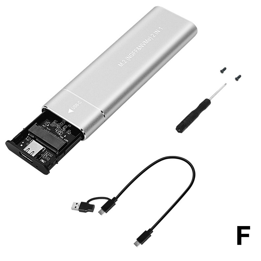 Obudowa Dual Protocol M2 SSD M.2 NVMe SATA Adapter do dysków SSD 10Gbps USB 3.1 TypeC Zewnętrzna obudowa Obsługuje dyski SSD Aluminiowa obudowa: czarny