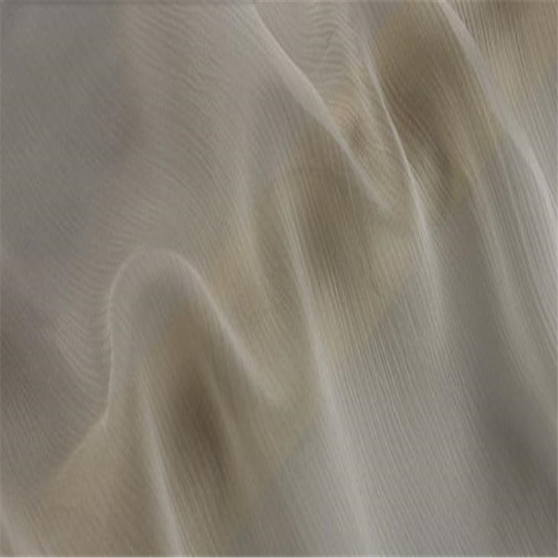 Tissu en mousseline de soie froissée , 5.5 m/m, 140cm, 54 pouces, crêpe Georgette de soie pour foulard: 7 beige