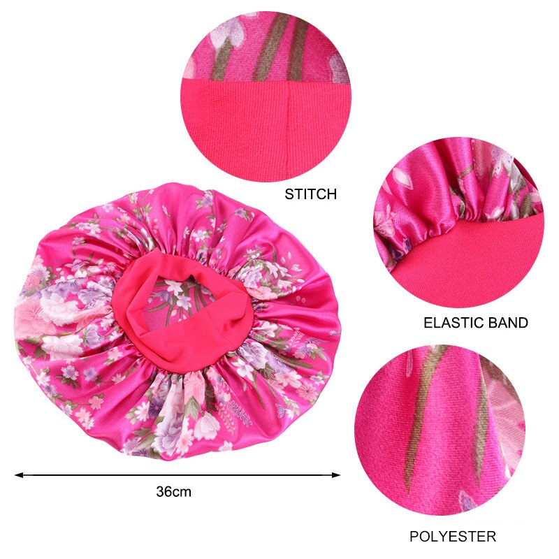 Gorro de satén liso con ajuste para el cabello para mujer, gorro de seda para dormir de noche, accesorios de estilismo para el cabello, 36cm