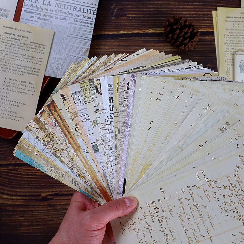 30 arkkia vintage vanha kirjan sivu materiaali paperi tee itse scrapbooking roskapäiväkirja pohja kollaasi kääre koristemateriaali paperi