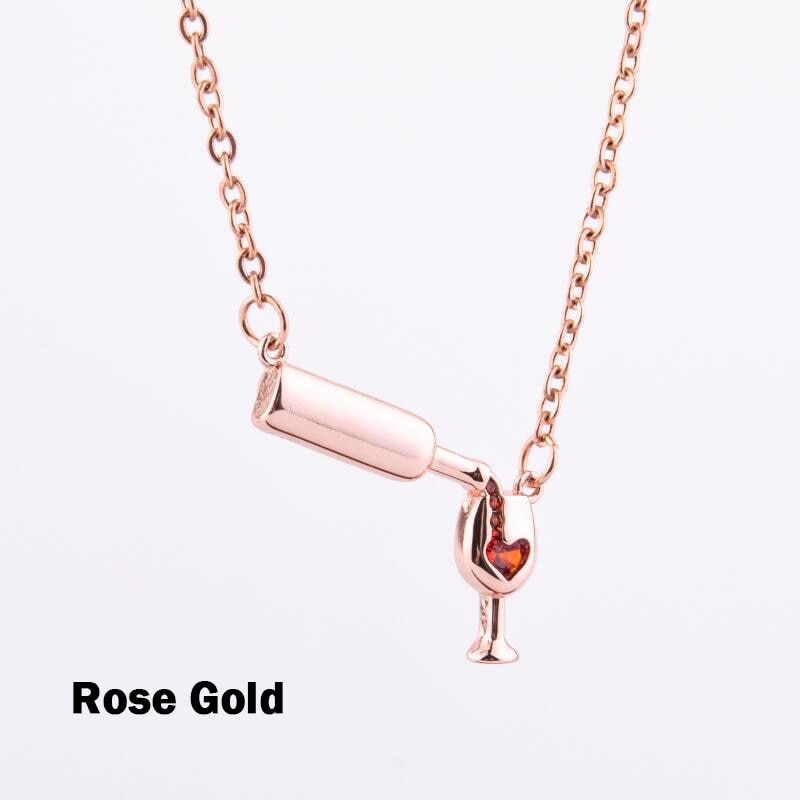 Necklace for Women Girls Wine Glass Cup Pendant Chain Neck Accessories Decor HSJ88