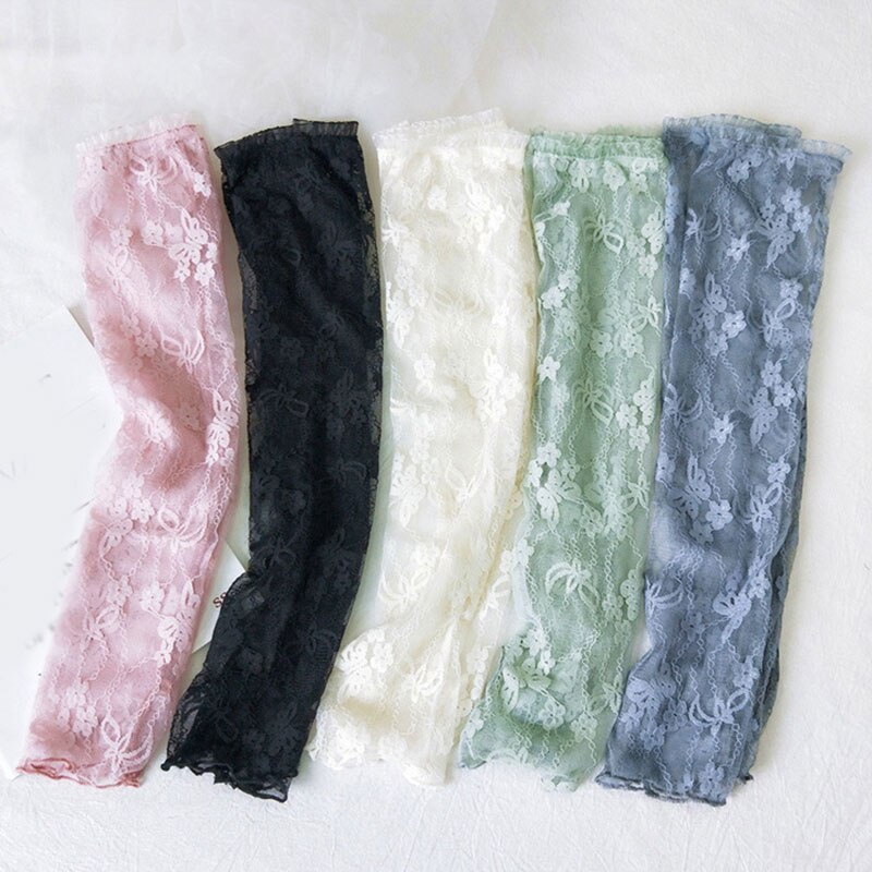 Transparante arm mouw beschermende handschoenen dames mesh kant dunne ademende handschoenen auto armwarmers mouwen arm manchet zonnebrandcrème