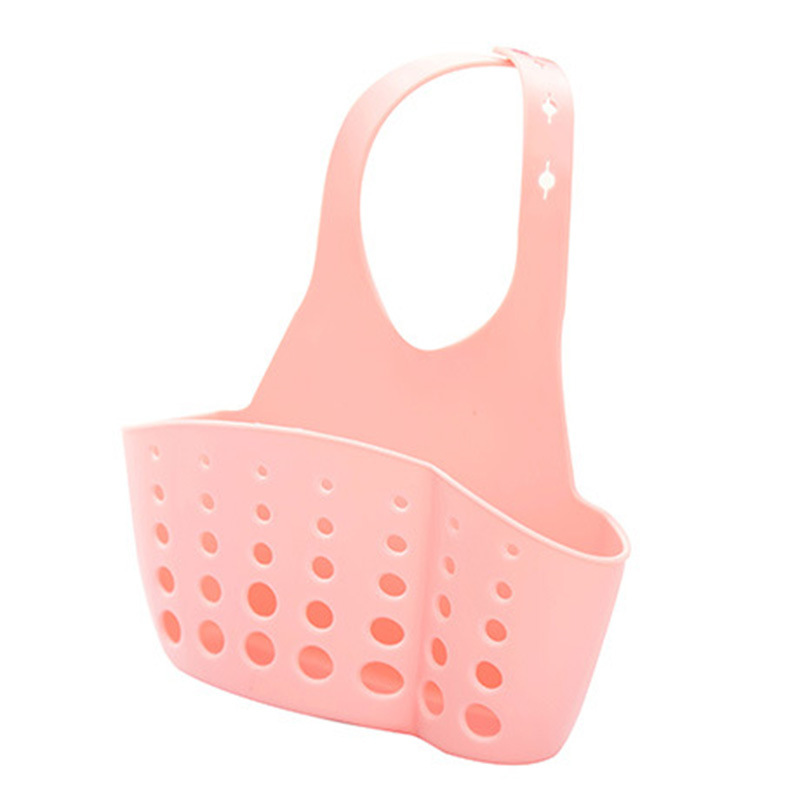 Portable Kitchen Basket Home Hanging Drain Bag Basket Bath Storage Tool Sink Holder Kitchen Acessory: Pink