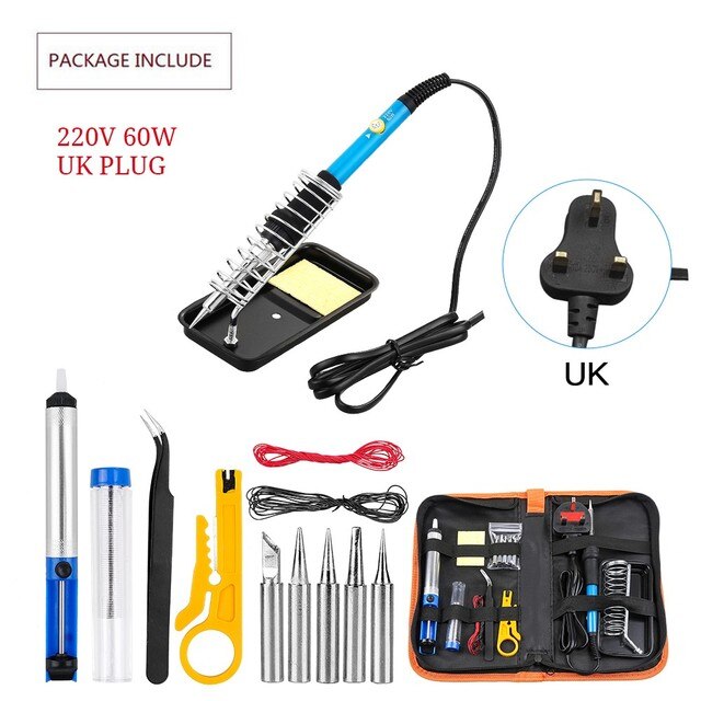 15 Pcs Soldering Tips Iron Kit Electronics 60W Adjustable Temperature Welding Equipment Soldering Tools Accessories: UK