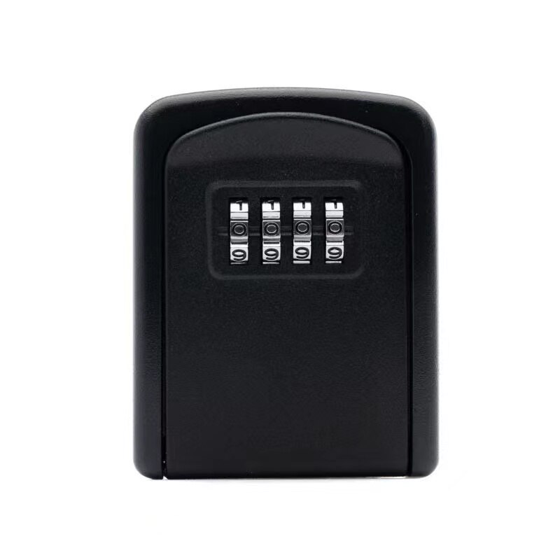 Aluminum Alloy Password Key Lock Box Storage Key Wall Mounted Key Safe Waterproof Outdoor Key Box 4-digit Password: Black