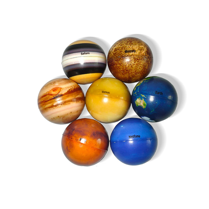 Pelota hinchable de ocho planetas para niños, juguetes, Luna, estrella, esponja, impresión elástica, pelota de estrella, juguetes educativos para aliviar el estrés, material didáctico