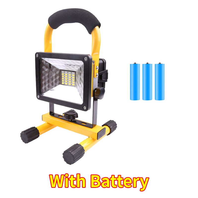Rechargeable LED Flood light Waterproof IP65 Camping Lamp Outdoor Spotlight Floodlight Camping Light With Plug 5Lighting Modes: 30W With battery