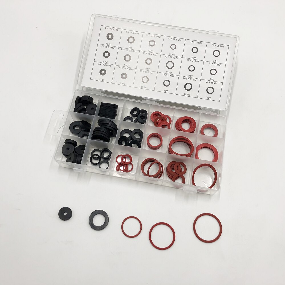 141pc Wasserhahn Dichtung Scheibe Wasser Versiegelung Gummi Faser Klingerith O Ring Sortiment
