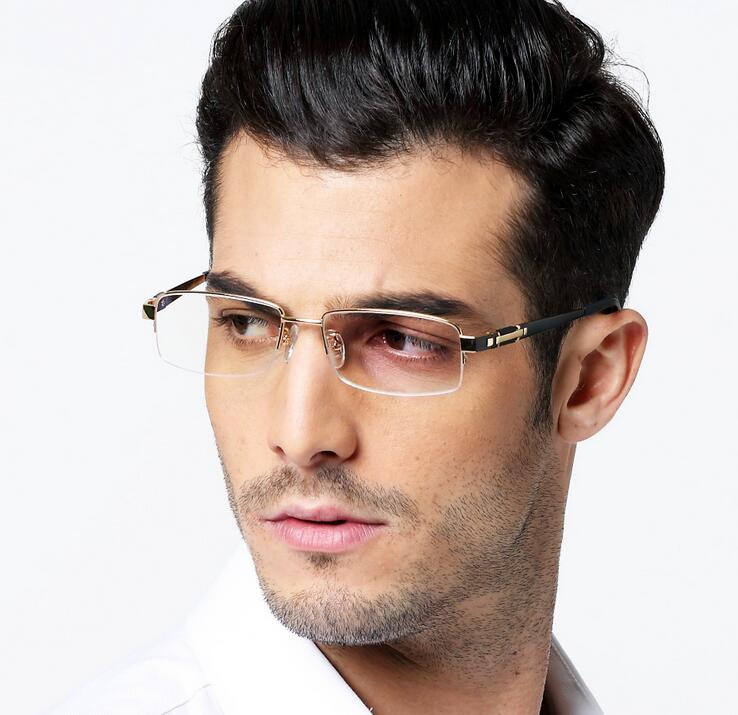 Men's Eyeglass Frames Pure Titanium Half Rimless Eyewear Frames Glasses Frames