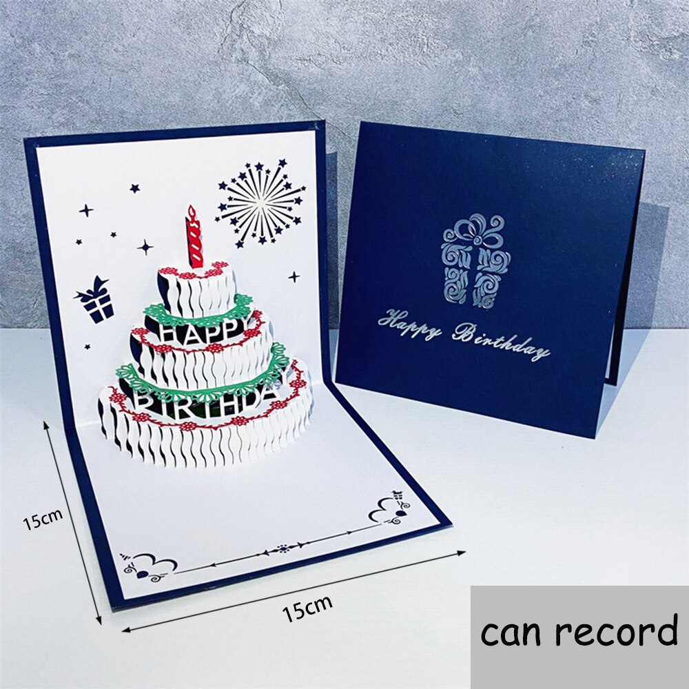 Cartes de joyeux anniversaire 3D avec musique, gâteau d&#39;anniversaire lumineux, cartes de vœux Pop-Up, avec enveloppe, pour fille: Style 8