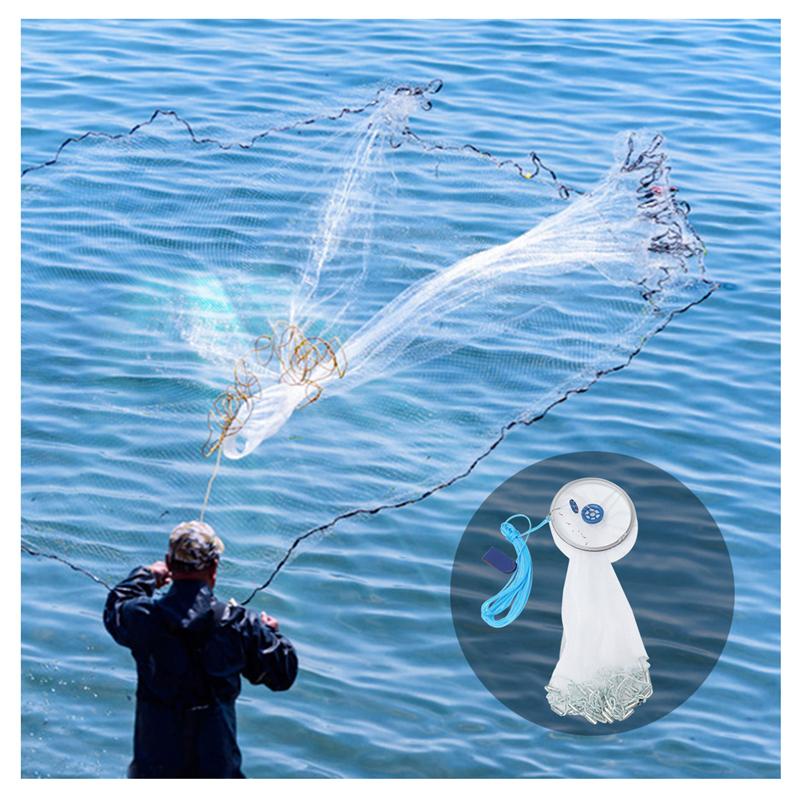 3.6M Bait Cast Mesh Trap Net Portable Fishing Landing Net Shrimp Cage for Fish Lobster Prawn Minnow Crayfish Crab