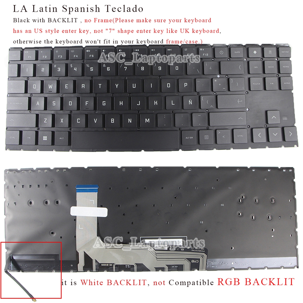 Latijns-spaans español teclado toetsenbord voor hp omen 15- en-serie 15-en0000la 15-en0001la 15-en0002la 15-en0003la verlicht: Paars