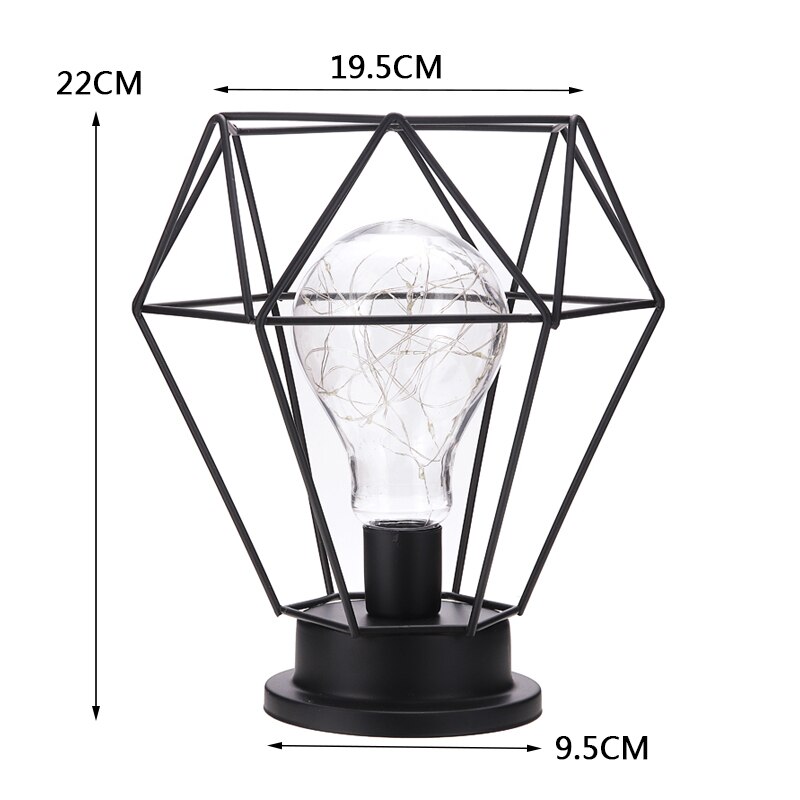 Geometrisk bordlampe retro geometriske industrielle led lyspærer skrivebord bord seng side lampe batteri usb for soverom dekorer