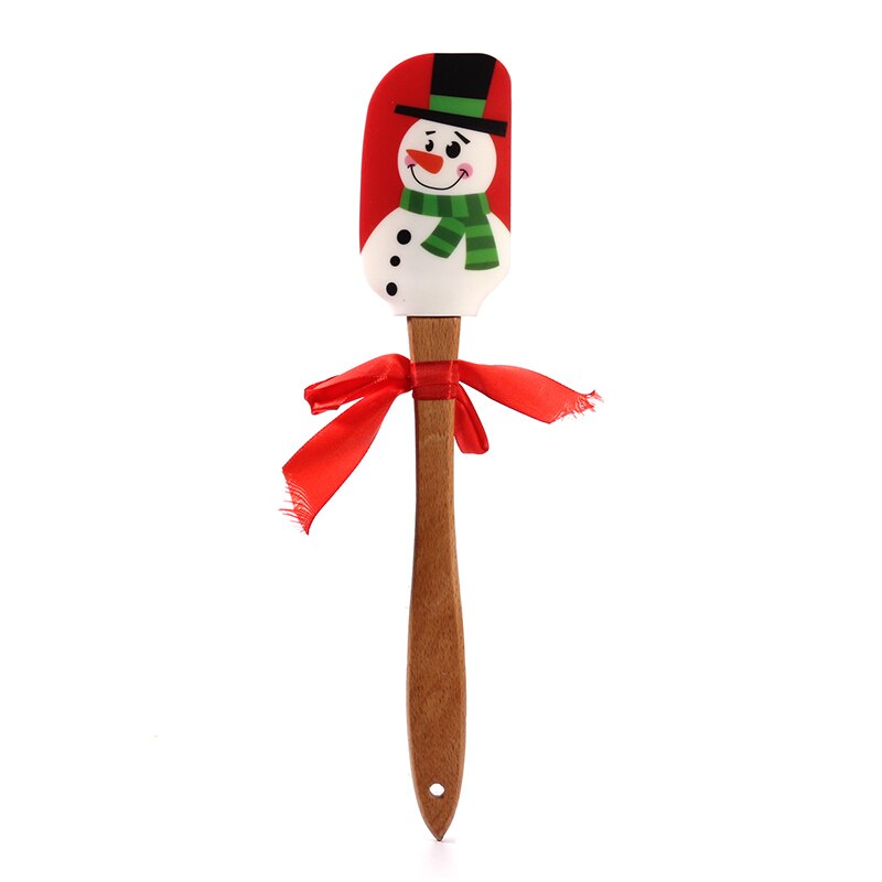 Snemand silikonspatel med træhåndtag, køkkenredskaber til bagning og madlavning - jul: Snemand