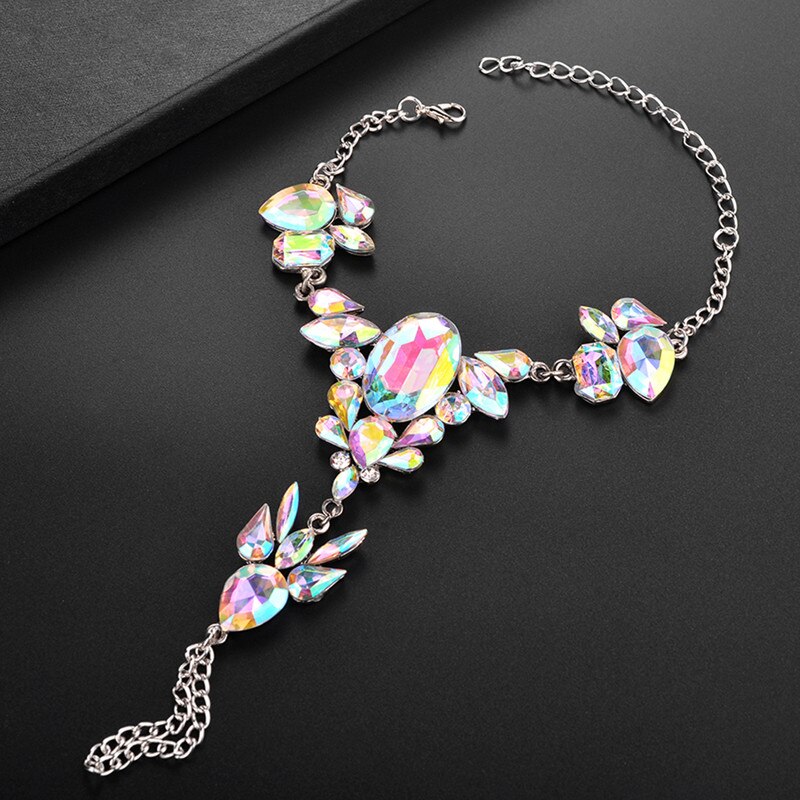 Luxury Crystal Rhinestones Gem Flower Pendant Anklet Chain Ankle Barefoot Sandals Foot Jewelry Beach Vacation Ankle Sold 1 pc: Gold-color