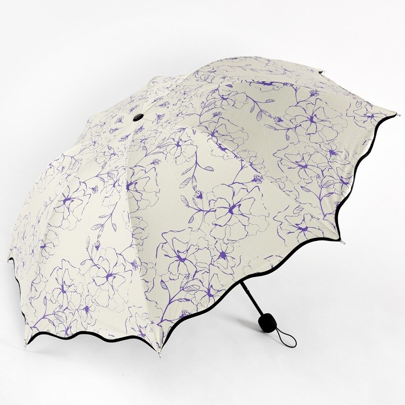 Hibiscus peinture parapluie pliant pour femmes hommes poche blanche Parasol pluvieux Anti-UV imperméable Portable noir revêtement parapluies