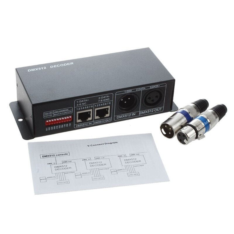 Controlador LED decodificador DMX 512, 4 canales X 8A, controlador de 4 canales, cinta LED RGBW, cc 12V-24V, 3 unidades