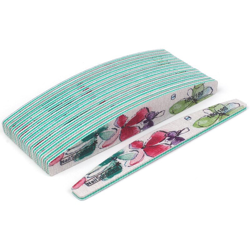 5 st/lot sandpapper nagelfil 180/180 dubbelsidig slipbuffert block grön blombåt nagelfilar för gellack manikyrverktyg