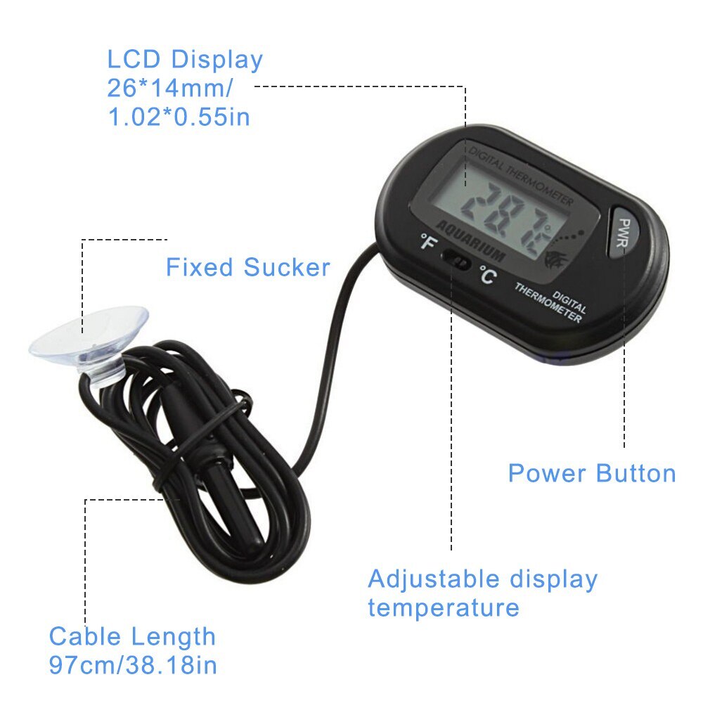 Aquarium Fish Tanks Thermometer Reptiles Lizard Turtle Thermometer with Suction Cup Digital Dual Scale Fish Tank Decoration