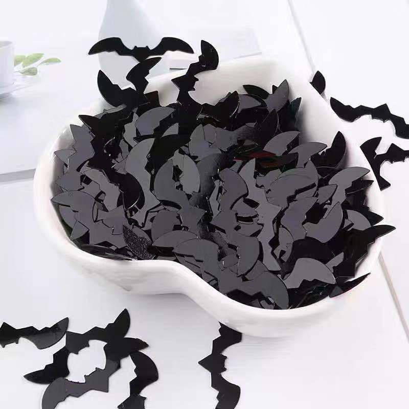 10 G/zak Zwarte Kat Vleermuis Leeuw Pvc Losse Pailletten Halloween Decoratie Ambachtelijke Kinderen Diy Accessoires: Black bat