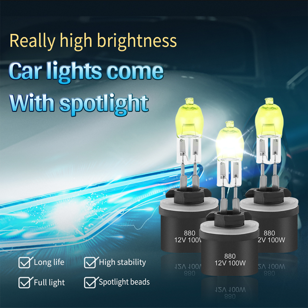 2 uds 3000LM 100W bombilla halógena para coche lámpara HOD 2800K luz amarilla faro delantero H1/H3/H4/H7/880/881/9005/9006