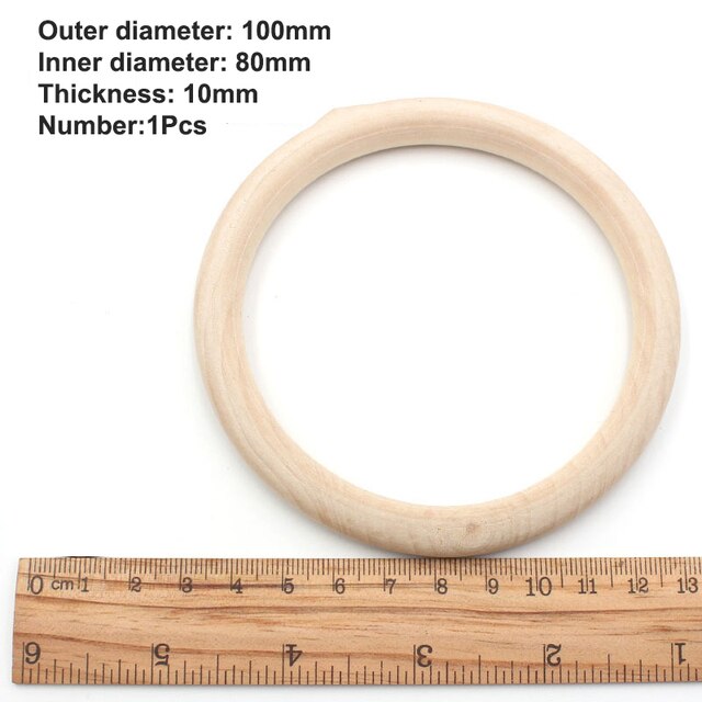 15-100mm Unfinished Wooden Rings for Crafts Natural Wood Rings DIY Wood Hoops Ornaments Connectors Jewelry Making Ring Pendant: 100mm 1pcs