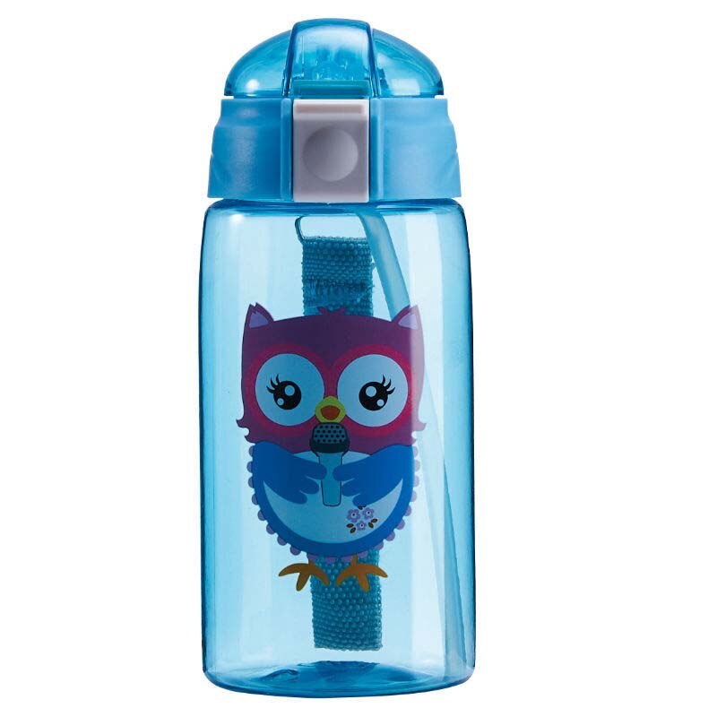 Vauvan tuttipullo pillillä sarjakuva pöllö apina karhu ihana ympäristöystävällinen kannella kannettava pc-muki urheilupulloni 520ml: Sininen