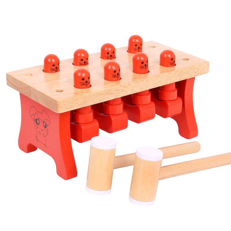 Children's Wooden Happy Playing Hamster Parent Child Interaction Leisure Puzzle Early Education Percussion Piling table Toys: 1