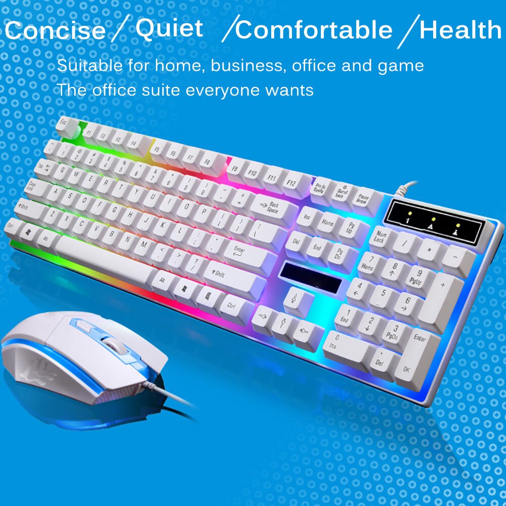 Cool About LED Wired Gaming Keyboard And Mouse Kit 2.4G Computer Multimedia Gaming Keyboard And Mouse Kit