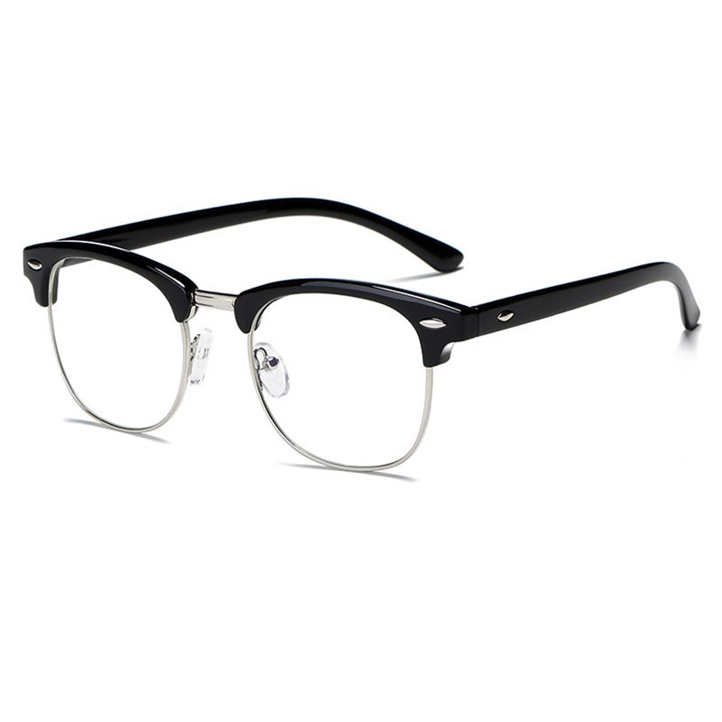 RBENN Anti Blue Ray Computer Glasses Men Women Blue Light Blocking Eyeglasses Classic Rivet Optical Frame Gaming Eyewear Male: Black Silver
