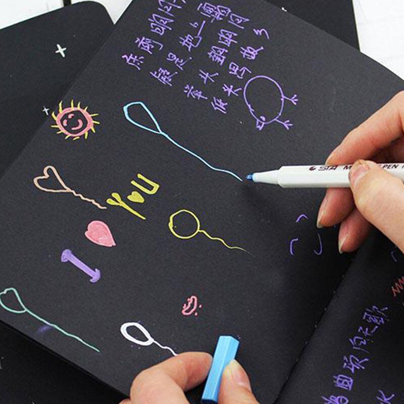 60 pages carnet de croquis journal pour dessin peinture livre école Graffiti croquis bureau cahier papier approvisionnement couverture noire