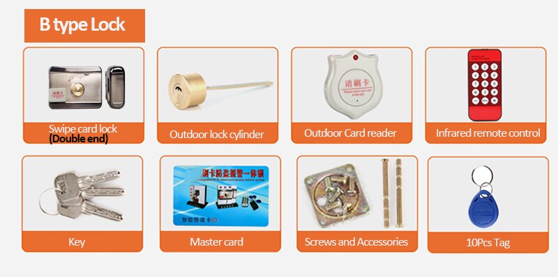 1000, cerradura electrónica para usuarios con desbloqueo remoto, con tarjeta RFID inteligente, Kit de hogar, sistema de seguridad, sistema de Control de acceso: B type