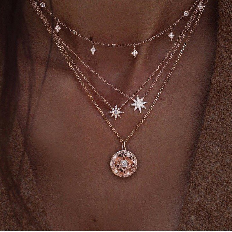 Star Multi-layer Women Necklaces Classic Chain Pendant Necklace For Women Jewelry