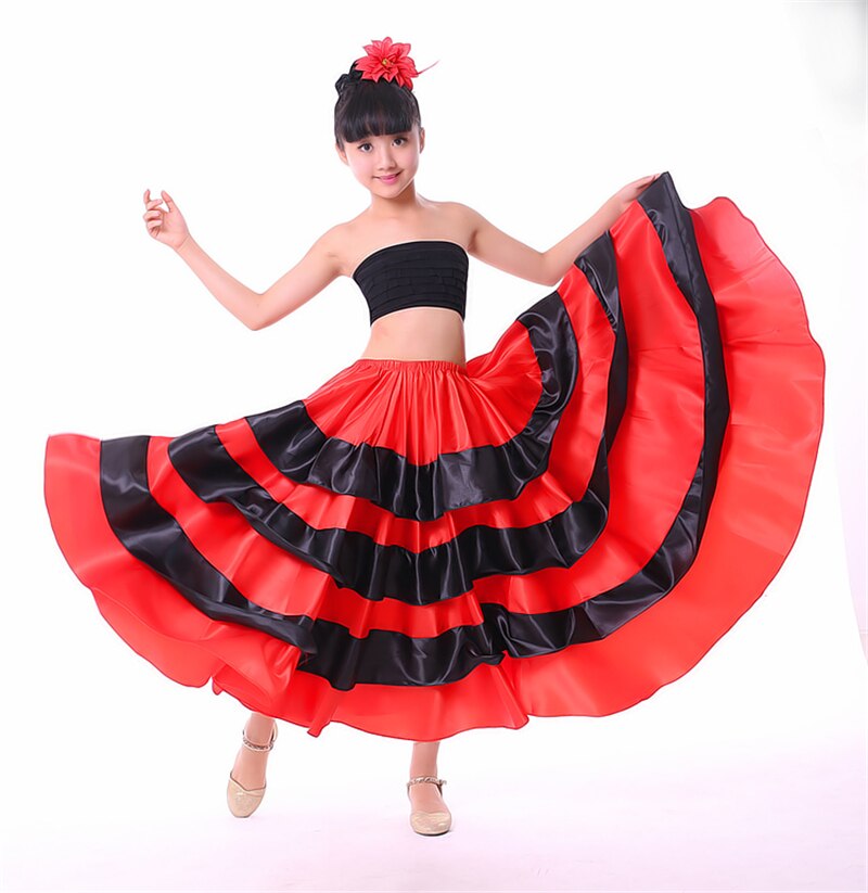 Latin Dance Dress Salsa Tango Dance Dress Skirt Adult Performance Costume Girls Ballroom Flamengo Dress Bullfighting Skirts