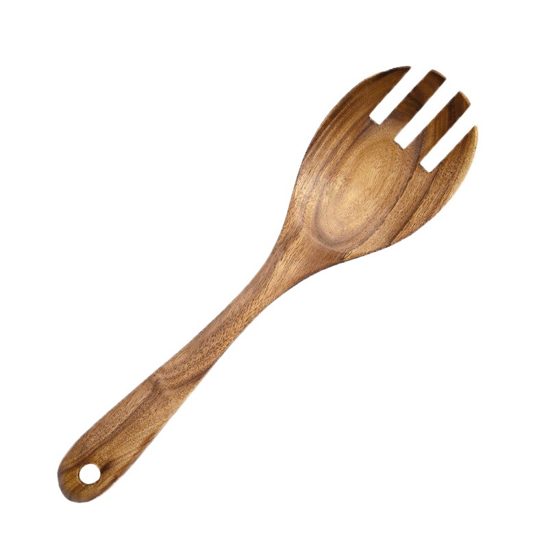 Houten Lepel Vork Set Grote Salade Opscheplepel Natuurlijke Hout Eetlepel Lange Steel Koken Lepel Servies Keuken Gebruiksvoorwerp: Fork